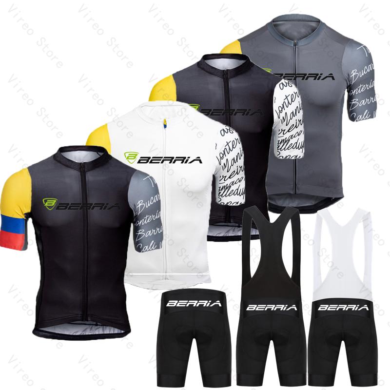 Race Bib - BERRIA ชุดเสื้อปั่นจักรยานฤดูร้อนแขนสั้นและกางเกงขาสั้น Pro Race เสื้อผ้าจักรยาน MTB