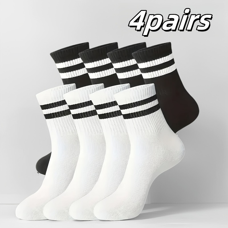 Sports Socks - ถุงเท้ากีฬากลางแจ้งสำหรับทุกเพศ 4 คู่ สีคลาสสิก - ถุงเท้าบาสเก็ตบอล