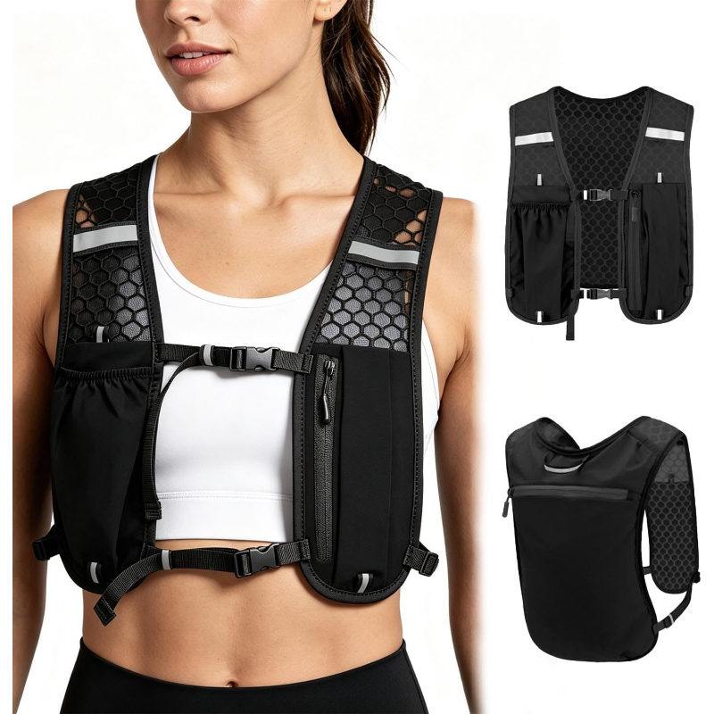 Hydration Vest - เสื้อกั๊กวิ่ง WOOJACK พร้อมช่องใส่ถุงน้ำ น้ำหนักเบา สำหรับผู้ชายและผู้หญิง เหมาะสำหรับปั่นจักรยาน